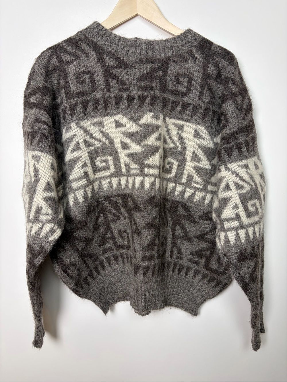 VINTAGE Icelandic Wool Grandpa Knit Geometric Pattern Pullover Sweater Icesheep